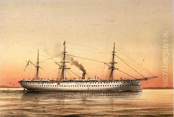 HMS Crocodile Oil Painting by William Frederick Mitchell