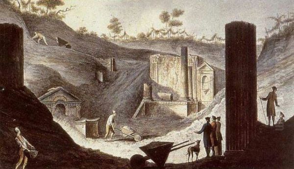 Excavation of the Temple ofIsisatPompeii Oil Painting by Pietro Fabris