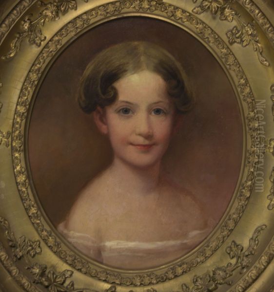 Portrait of a Young Girl. Oil Painting by Ralph Eleaser Whiteside Earl