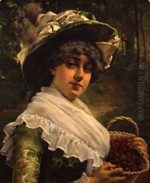 Kirsikkatytto Oil Painting by Albert Edelfelt