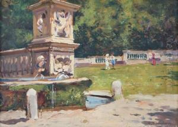 Figure In Giardino Oil Painting by Giuseppe Buscaglione