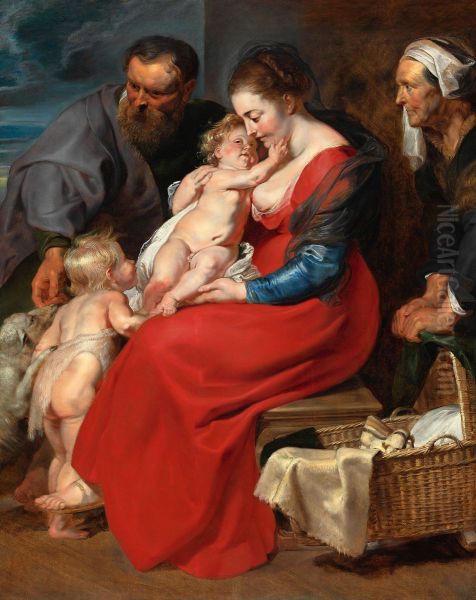 The Holy Family with Saint Elizabeth and Saint John Oil Painting by Peter Paul Rubens