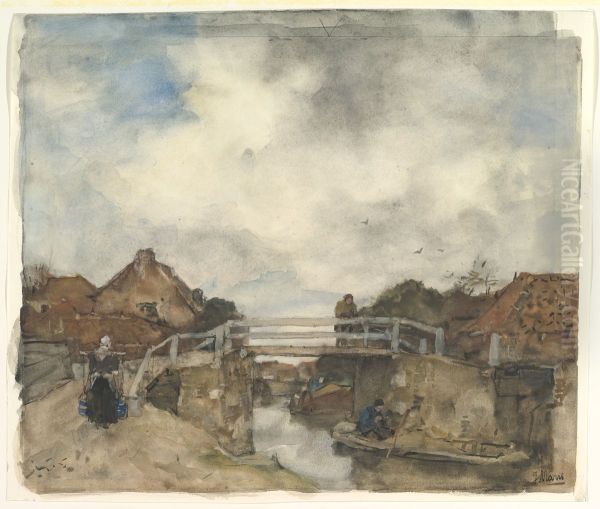 Dutch Canal, Rijswijk Oil Painting by Jacob Maris