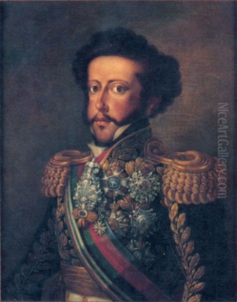 Retrato do imperador D. Pedro I em traje imperial Oil Painting by Simplicio Rodrigues de Sa