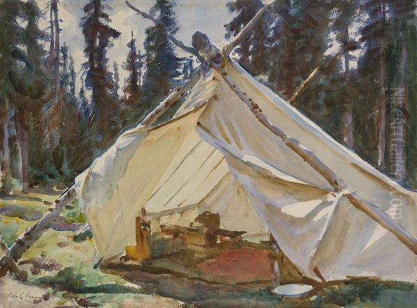 A Tent in the Rockies Oil Painting by John Singer Sargent