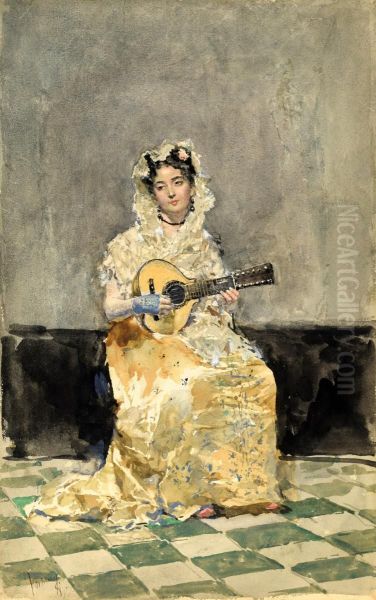 The Mandolin Player Oil Painting by Maria Fortuny Marsal