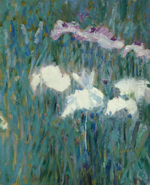 Japanese Irises Oil Painting by Alfred Quinton Collins