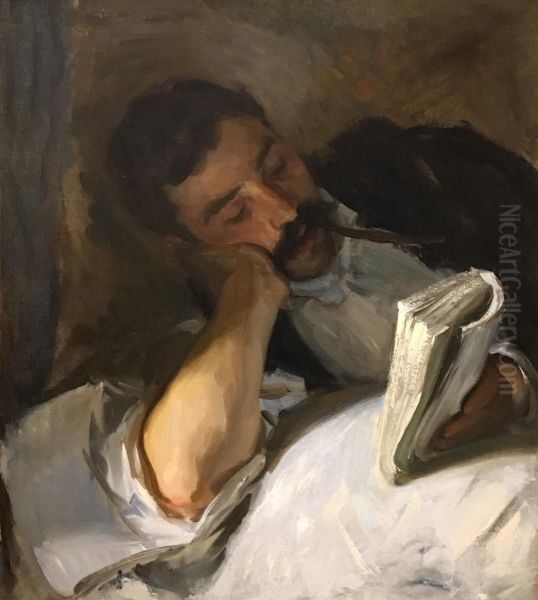 Man Reading (Nicola d'Inverno) Oil Painting by John Singer Sargent