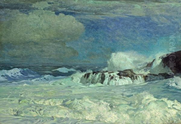 Surf Under Moonlight Oil Painting by Frederick Judd Waugh