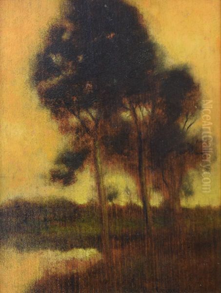 Landscape with Three Trees Oil Painting by Ben Austrian