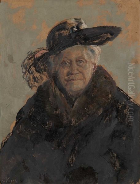 Portrait of Barbra Sommerfelt Oil Painting by Christian Krohg