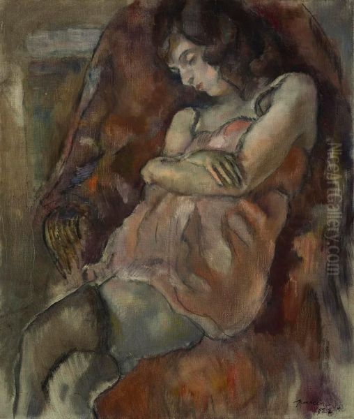 Girl Seated Oil Painting by Jules Pascin