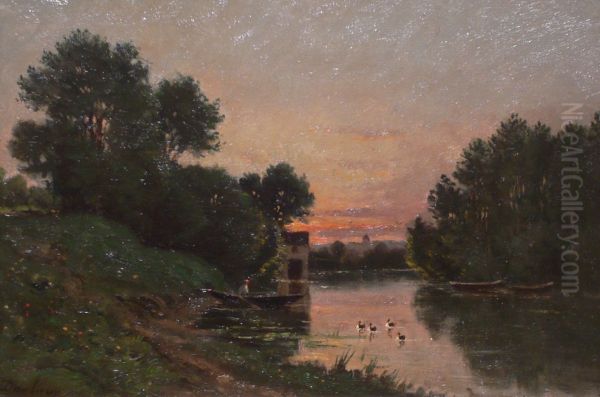 Landscape. Oil Painting by Charles-Francois Daubigny