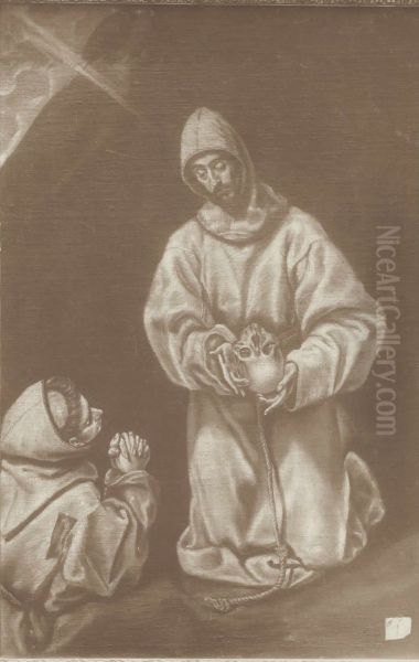 St Francis and Brother Leo Meditating on Death Oil Painting by El Greco