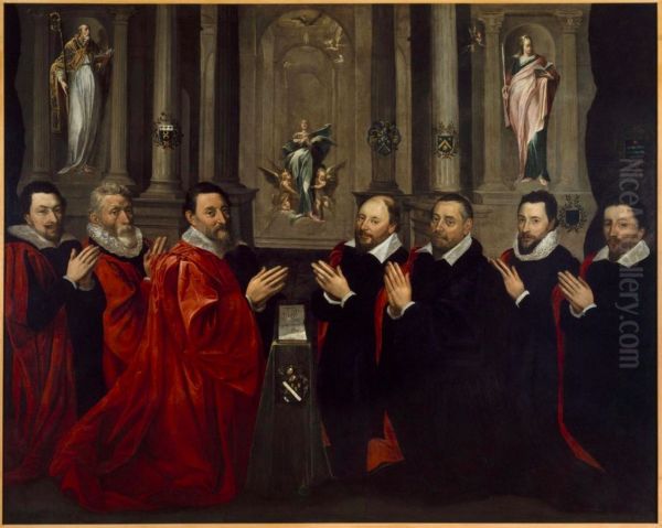 Le prevot des marchands et le bureau de la Ville de Paris, en 1611 Oil Painting by Georges Lallemand