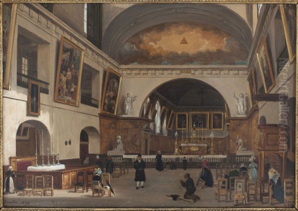 Interieur de l'eglise Saint-Jean-Saint-Francois Oil Painting by Giuseppe Canella