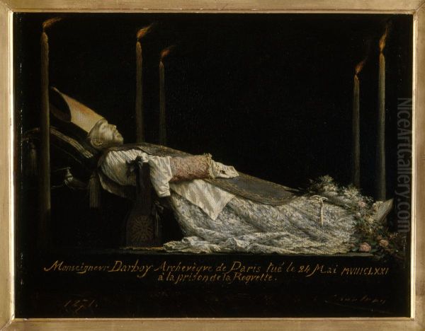 Monseigneur Darboy (1813-1871), archeveque de Paris, expose apres sa mort Oil Painting by Theobald Chartran