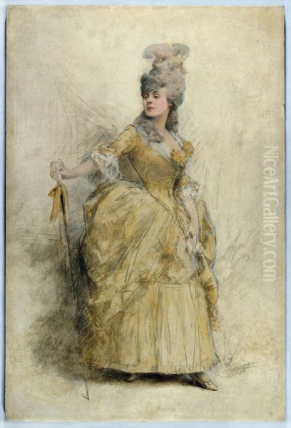 Portrait de Rejane (1856-1920) en costume de scene Oil Painting by Theobald Chartran