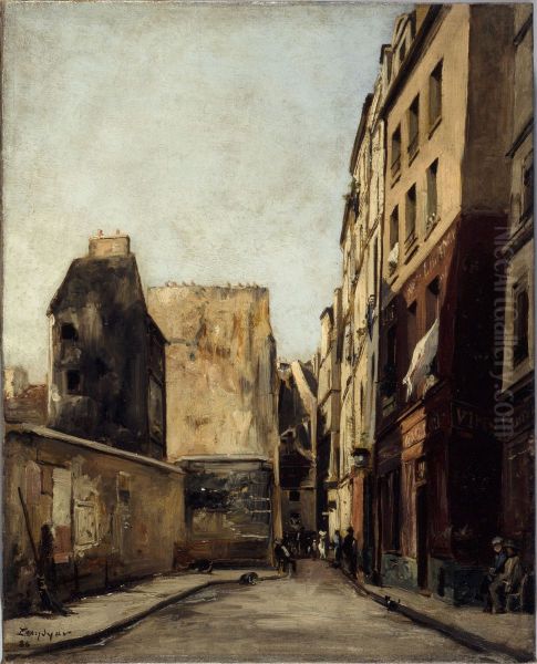 La Rue Saint-Julien-le-Pauvre, en 1886 Oil Painting by Emmanuel Lansyer