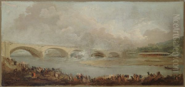 Le decintrement du pont de Neuilly, le 22 septembre 1772 Oil Painting by Hubert Robert