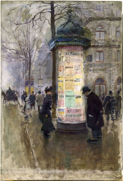 La colonne Morris Oil Painting by Jean Beraud