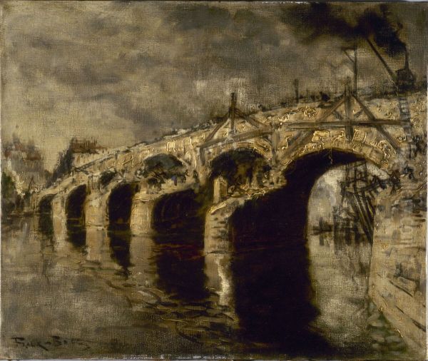 La demolition de l'ancien pont de la Tournelle Oil Painting by Frank Myers Boggs