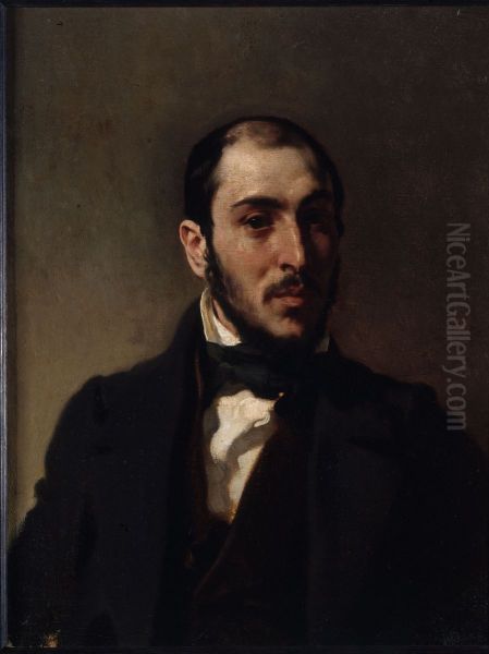 Portrait d'Eugene Laval (1818-1896), architecte Oil Painting by Eugene Delacroix