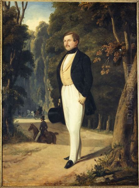 Portrait d'Augustin Grisier (1791-1865), maitre d'armes Oil Painting by Alfred De Dreux