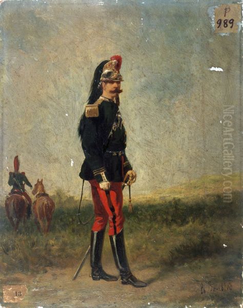 Portrait d'un officier de cuirassiers Oil Painting by Karel Frederik Bombled