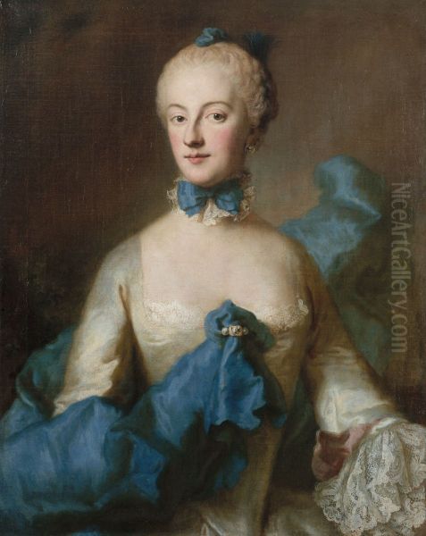 Portrait de Marie-Anne-Josephe de Baviere, margravine de Bade (1734-1776) Oil Painting by Georg Desmarees