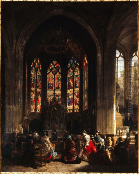 La chapelle de la Vierge a l'eglise Saint-Gervais-Saint-Protais Oil Painting by Prosper Lafaye