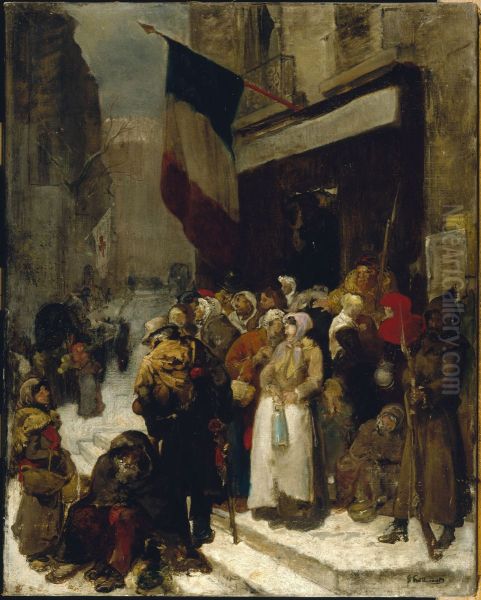 Cantine municipale au faubourg Saint-Martin, pendant le siege de Paris (1871) Oil Painting by Gustave Achille Guillaumet