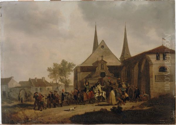 Pillage d'une eglise pendant la revolution Oil Painting by Joseph-Francois Schwebach