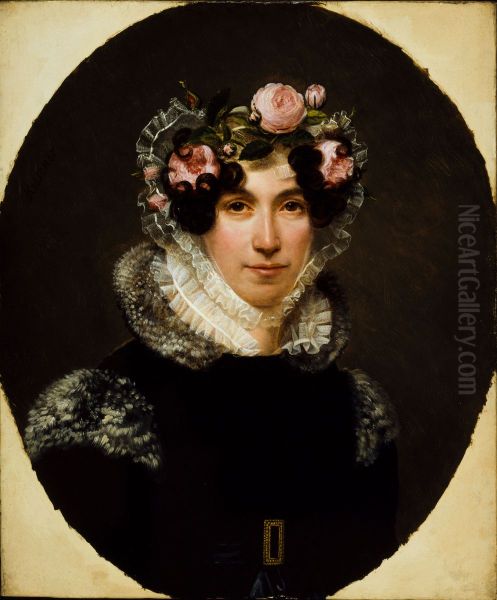 Portrait de Madame Bernard-Leon, epouse de l'acteur Oil Painting by Henri-Francois Riesener