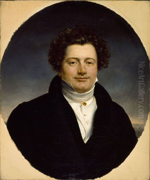 Portrait de Bernard-Leon (1784-1856), acteur et directeur des theatres du Vaudeville et de la Gaite Oil Painting by Henri-Francois Riesener