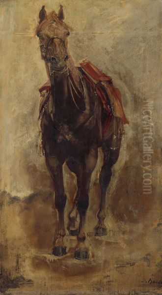 Etude de cheval pour le portrait equestre du comte de Palikao Oil Painting by Paul-Jacques-Aime Baudry