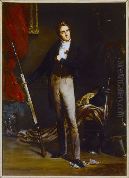 Portrait de Jean-Georges Farcy (1800-1830), litterateur, tue le 29 juillet 1830, lors de la prise des Tuileries Oil Painting by Alexandre-Marie Colin