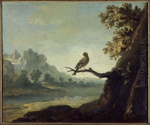 Paysage avec un oiseau Oil Painting by Jean-Baptiste Oudry