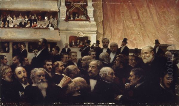 Entracte d'une premiere a la Comedie-Francaise Oil Painting by Edouard Joseph Dantan