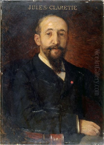 Jules Claretie (1840-1913), administrateur de la Comedie-Francaise Oil Painting by Aime Morot