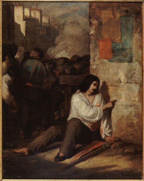 Episode de la revolution de 1848 Oil Painting by Tony Johannot