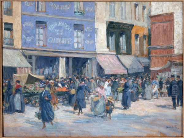 La rue Mouffetard Oil Painting by Henri-Achille Zo