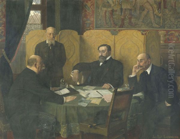 Le Comite de securite de la Ville de Paris et du departement de la Seine, pendant la guerre de 1914-1918 Oil Painting by Jean-Paul Laurens