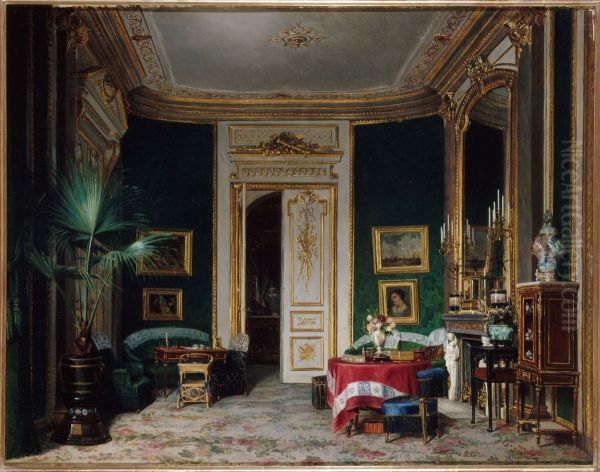 Salon de l'hotel Wendel, rue de Clichy Oil Painting by Sebastien Charles Giraud