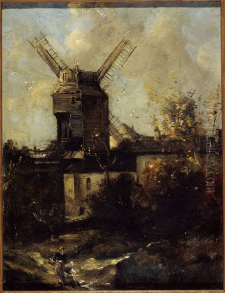 Le Moulin de la Galette, a Montmartre Oil Painting by Antoine Vollon