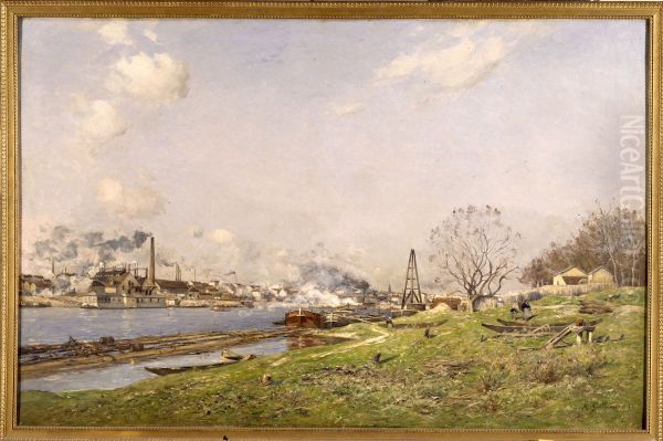 La Seine a Conflans-Charenton Oil Painting by Antoine Guillemet