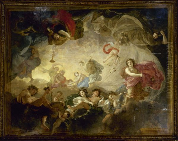 Le Lever de l'Aurore, dit aussi Apollon et les Heures Oil Painting by Charles Le Brun