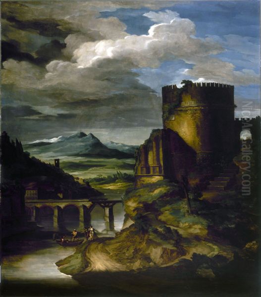 Paysage italien au tombeau Oil Painting by Theodore Gericault