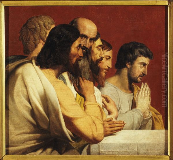 group of Apostles at the Last Supper (facing right) Oil Painting by Alphonse Perin