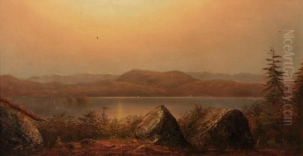 Landscape With Lake Oil Painting by Norton Bush